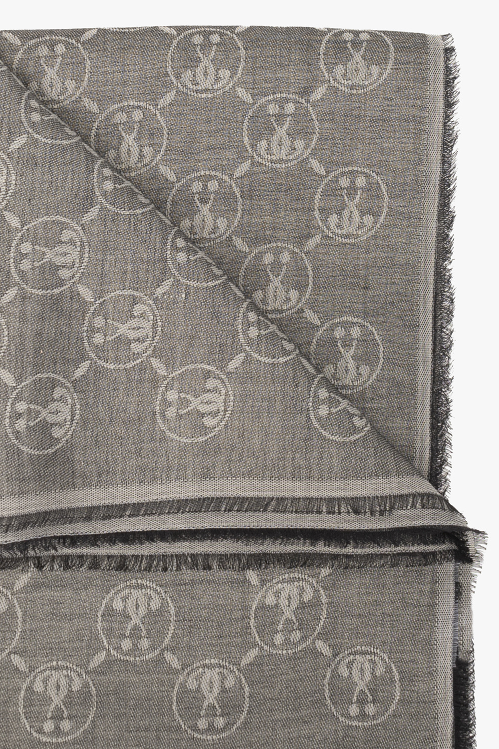 Grey Scarf with logo Moschino - SchaferandweinerShops TW